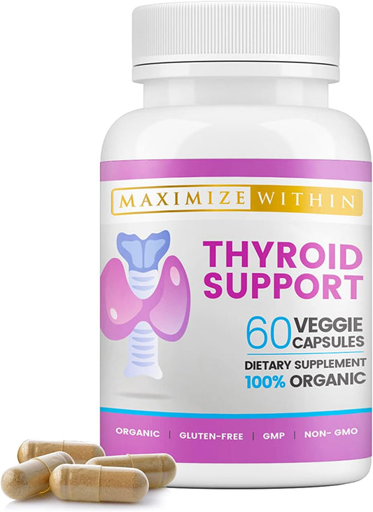 Thyroid Support Supplement for Women & Men - Boost Energy, Clarity, Focus - Ashwagandha, Iodine, Zinc, Kelp, Vitamin B12 - 60 Capsules