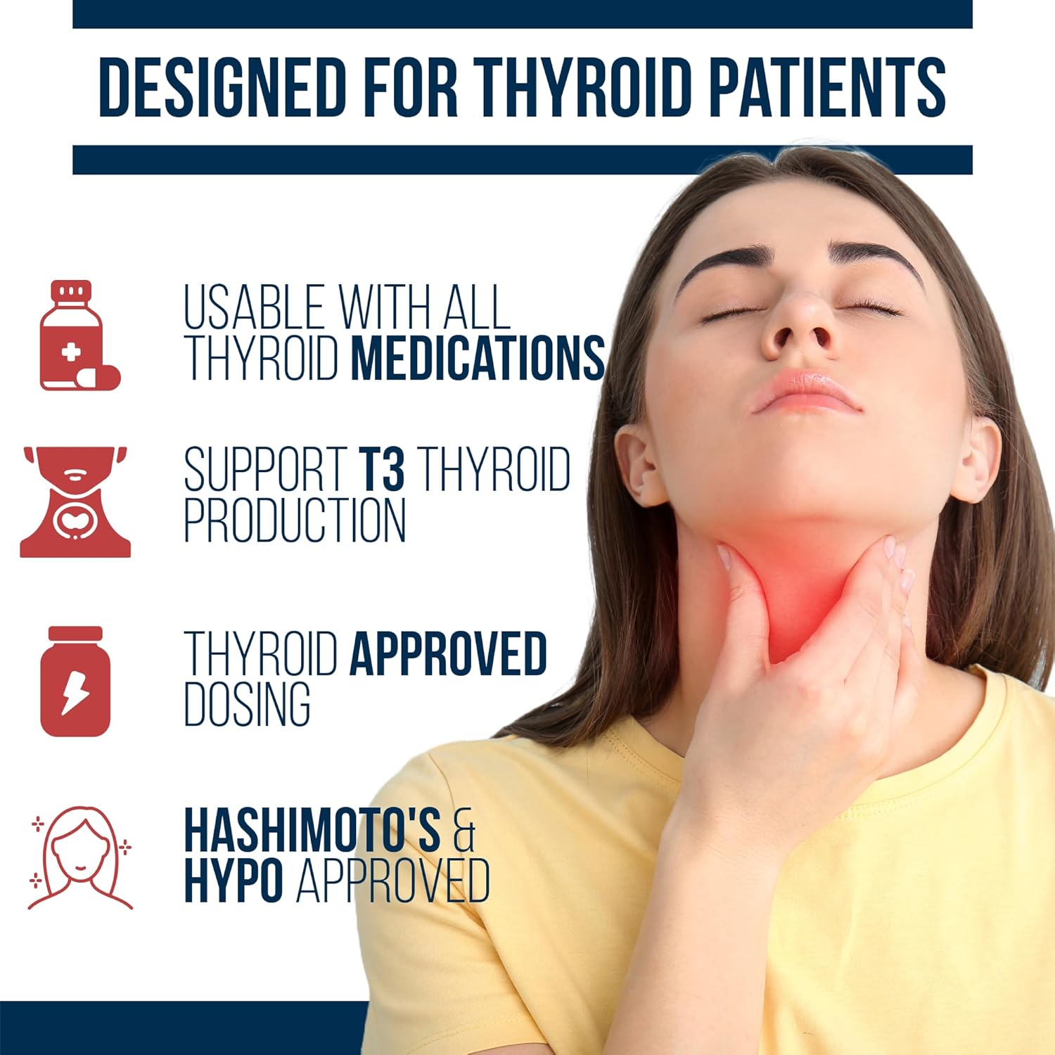 Thyroid Support Supplement for Women with Hypothyroidism & Hashimoto’s - T3 Conversion Enhancer - Iodine, Ashwagandha, Guggul Extract, Selenium & Zinc - 60 Servings