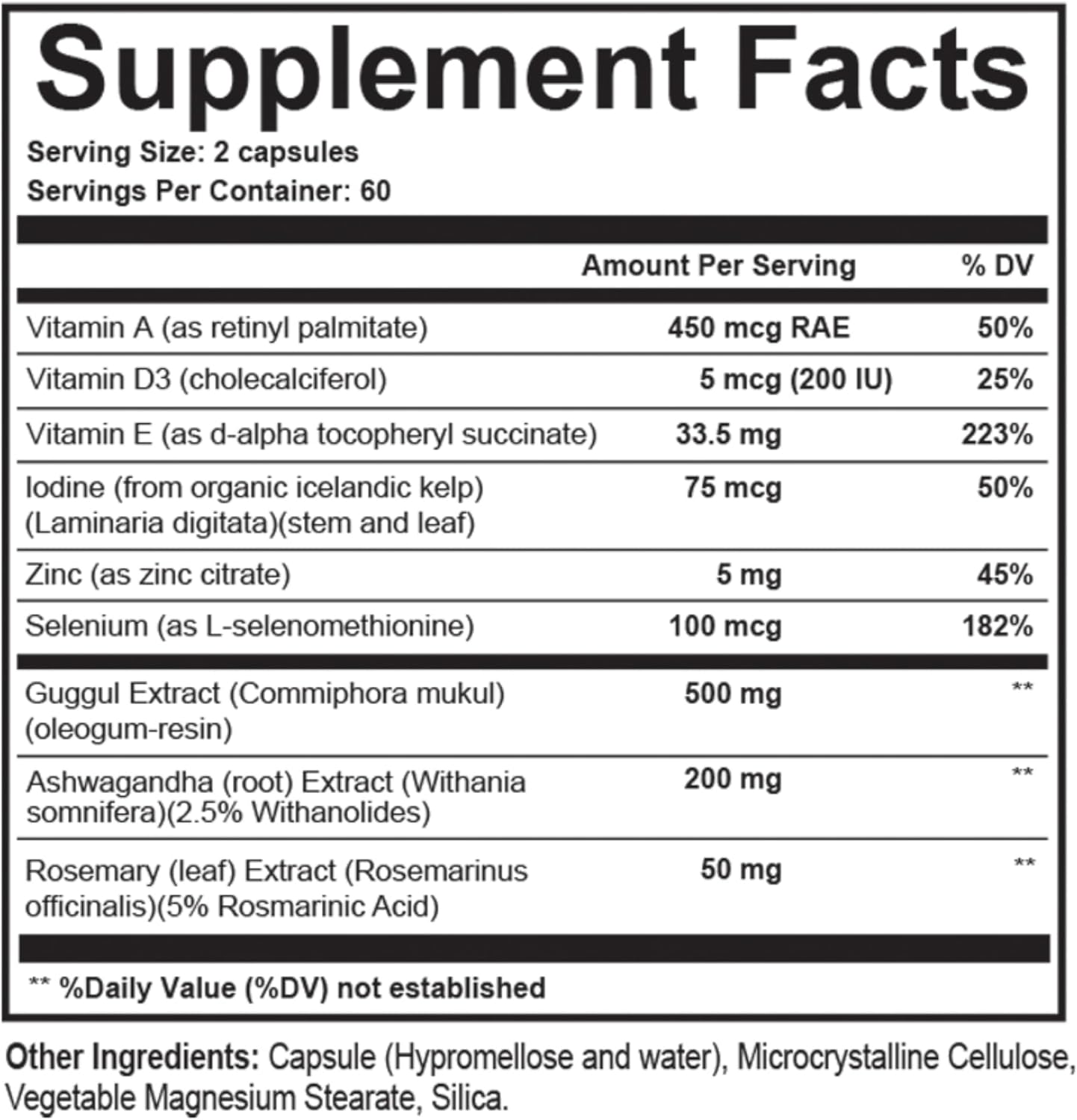 Thyroid Support Supplement for Women with Hypothyroidism & Hashimoto’s - T3 Conversion Enhancer - Iodine, Ashwagandha, Guggul Extract, Selenium & Zinc - 60 Servings