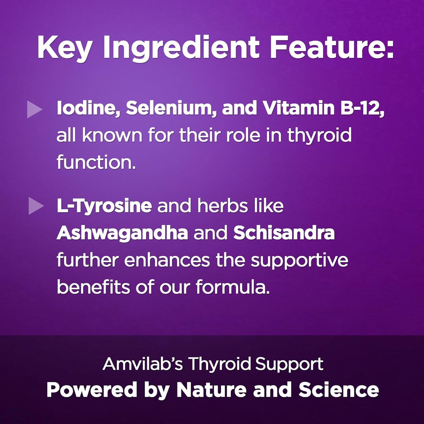 Thyroid Support Supplement with Iodine, Vitamin B12 & Essential Nutrients for Metabolism & Energy - 60 Capsules for Cognitive Health & Wellness