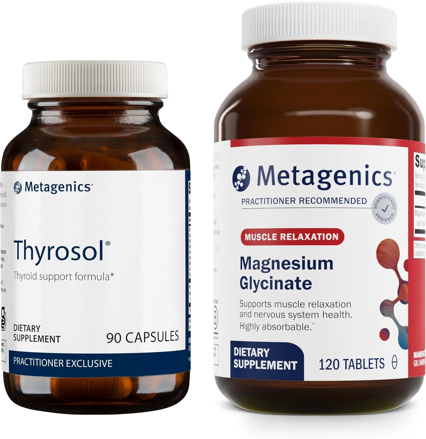 Thyrosol & Magnesium Glycinate Bundle - 90 Thyrosol Tablets for Thyroid Health, 120 Magnesium Glycinate Tablets for Nervous System Support