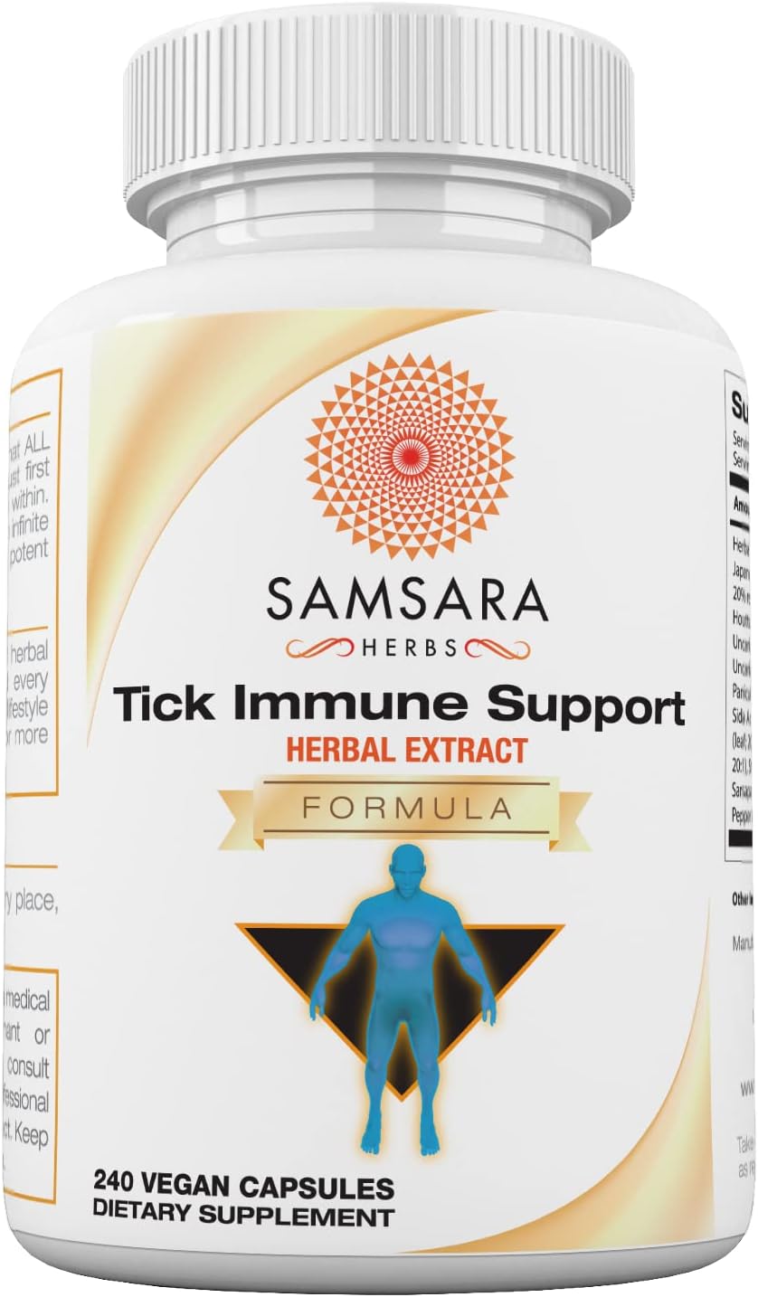 Tick Immune Support Capsules - Japanese Knotweed, Cats Claw, Andrographis, Cryptolepis, Sarsaparilla, Resveratrol - 240 Count