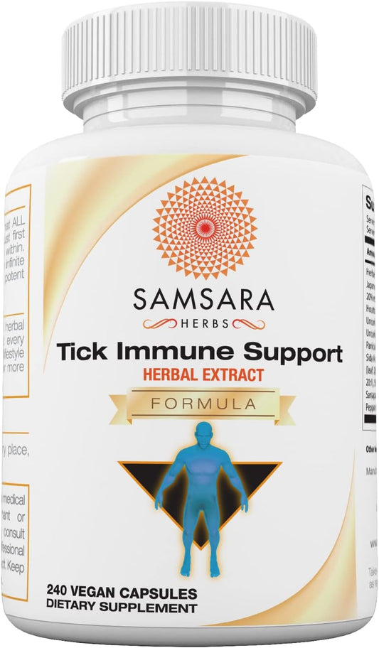 Tick Immune Support Capsules - Japanese Knotweed, Cats Claw, Andrographis, Cryptolepis, Sarsaparilla, Resveratrol - 240 Count