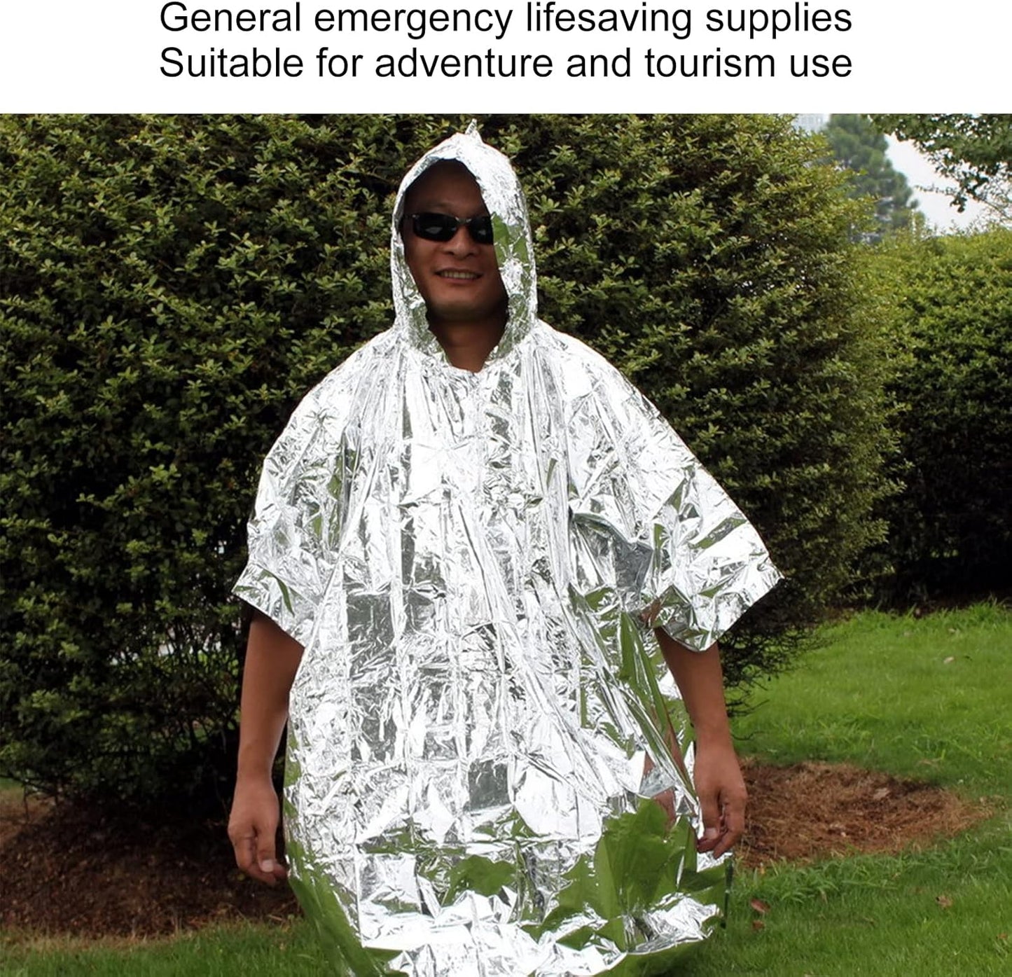 Tiiyee Emergency Blanket: Mylar Thermal Blanket with Rain Poncho - Survival Gear for Outdoor First Aid in Uneven Heat Settings