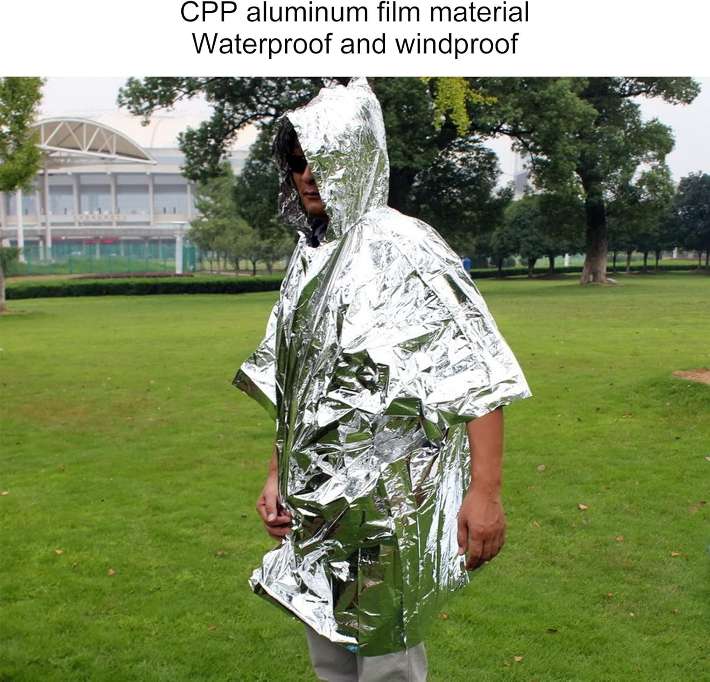Tiiyee Emergency Blanket: Mylar Thermal Blanket with Rain Poncho - Survival Gear for Outdoor First Aid in Uneven Heat Settings