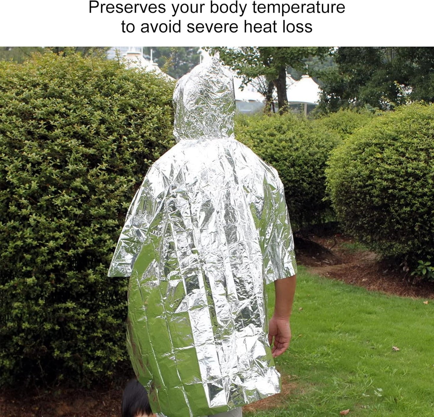 Tiiyee Emergency Blanket: Mylar Thermal Blanket with Rain Poncho - Survival Gear for Outdoor First Aid in Uneven Heat Settings