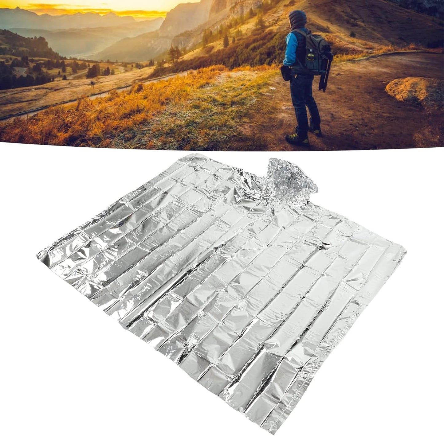 Tiiyee Emergency Blanket: Mylar Thermal Blanket with Rain Poncho - Survival Gear for Outdoor First Aid in Uneven Heat Settings