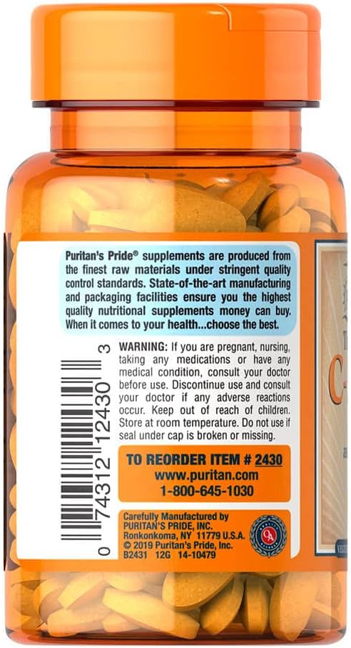 Time Release Vitamin C-500 mg Caplets with Rose Hips - 100 Count by Puritan's Pride