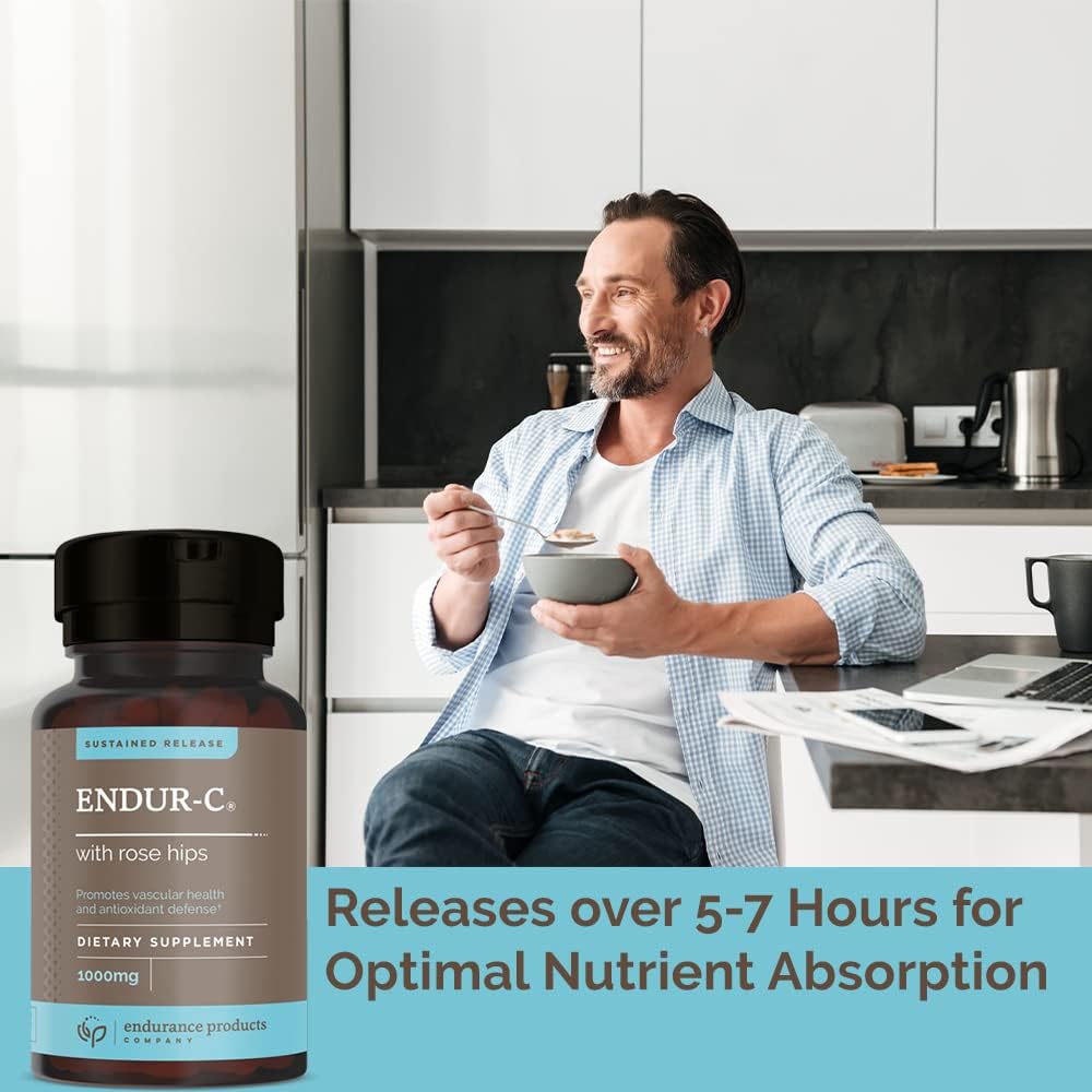 Time Release Vitamin C Supplement Tablets - ENDUR-C® by Endurance Products, 1000mg Ascorbic Acid with Rose Hips, 150 Tablets for Optimal Absorption