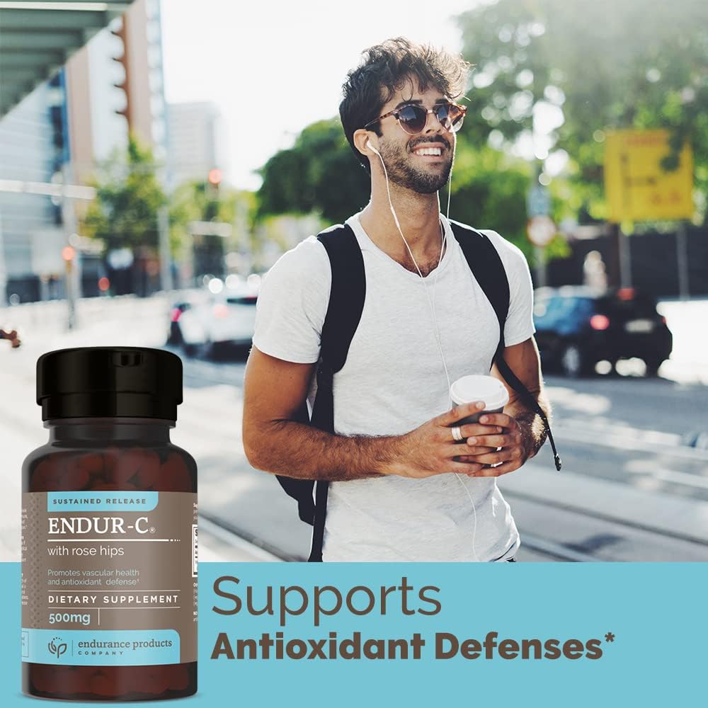 Time Release Vitamin C Supplement Tablets with Rose HIPS for Optimal Absorption - 500mg, 90 Tablets