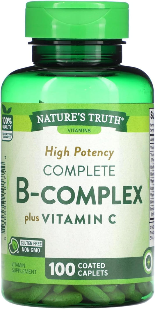 Time Released B-Complex Plus Vitamin C Capsules, 100 Count - Pack of 3