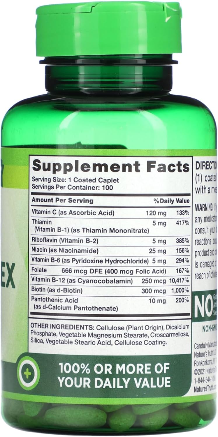 Time Released B-Complex Plus Vitamin C Capsules, 100 Count - Pack of 3