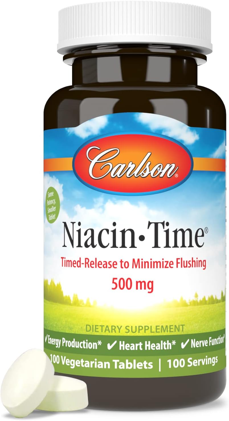 Time-Released Carlson Niacin-Time 500 mg Vitamin B-3 Tablets - 100 Count