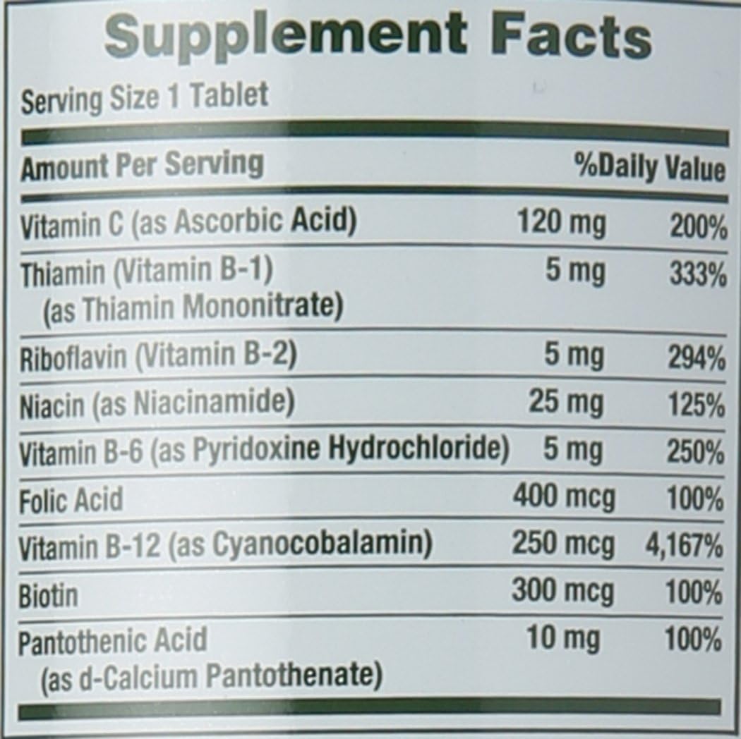 Time-Released Nature's Bounty Vitamin B-Complex with Folic Acid & Vitamin C, 125 Count x2 - Energy & Nervous System Support