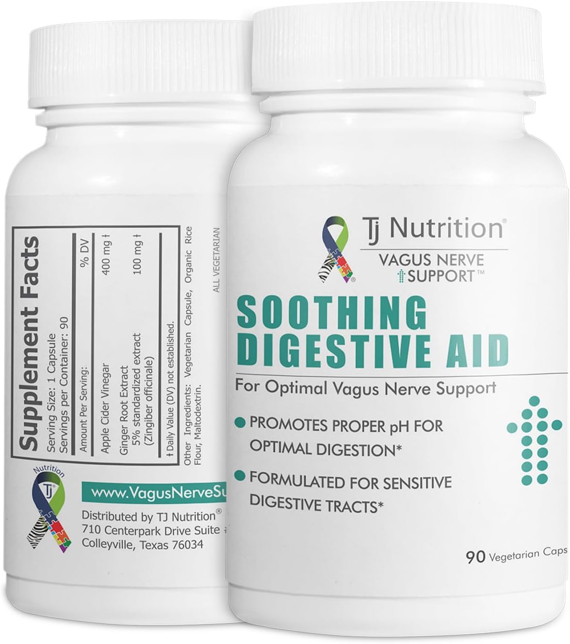TJ Nutrition Digestive Health Support - Vagus Nerve Soothing Aid for Optimal pH and Comfortable Digestion