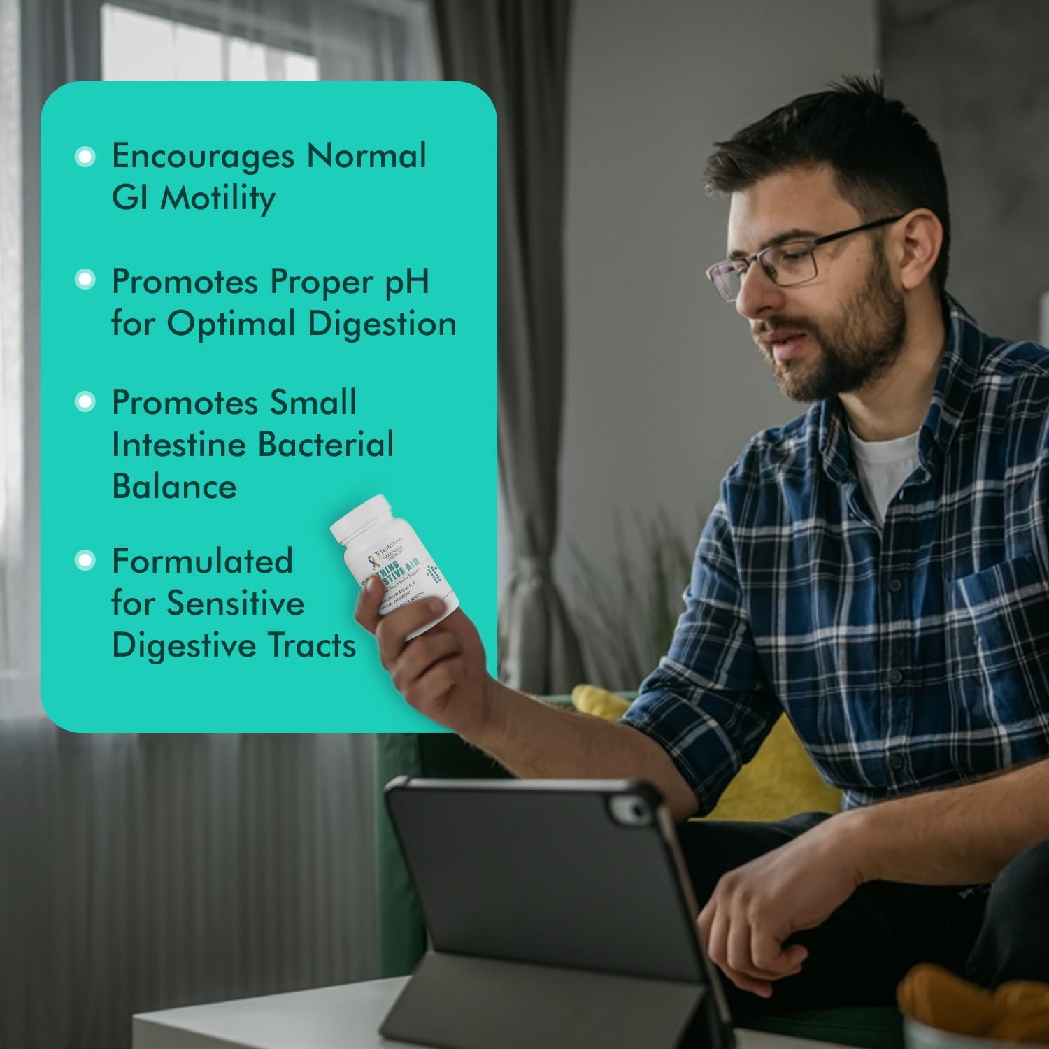 TJ Nutrition Digestive Health Support - Vagus Nerve Soothing Aid for Optimal pH and Comfortable Digestion