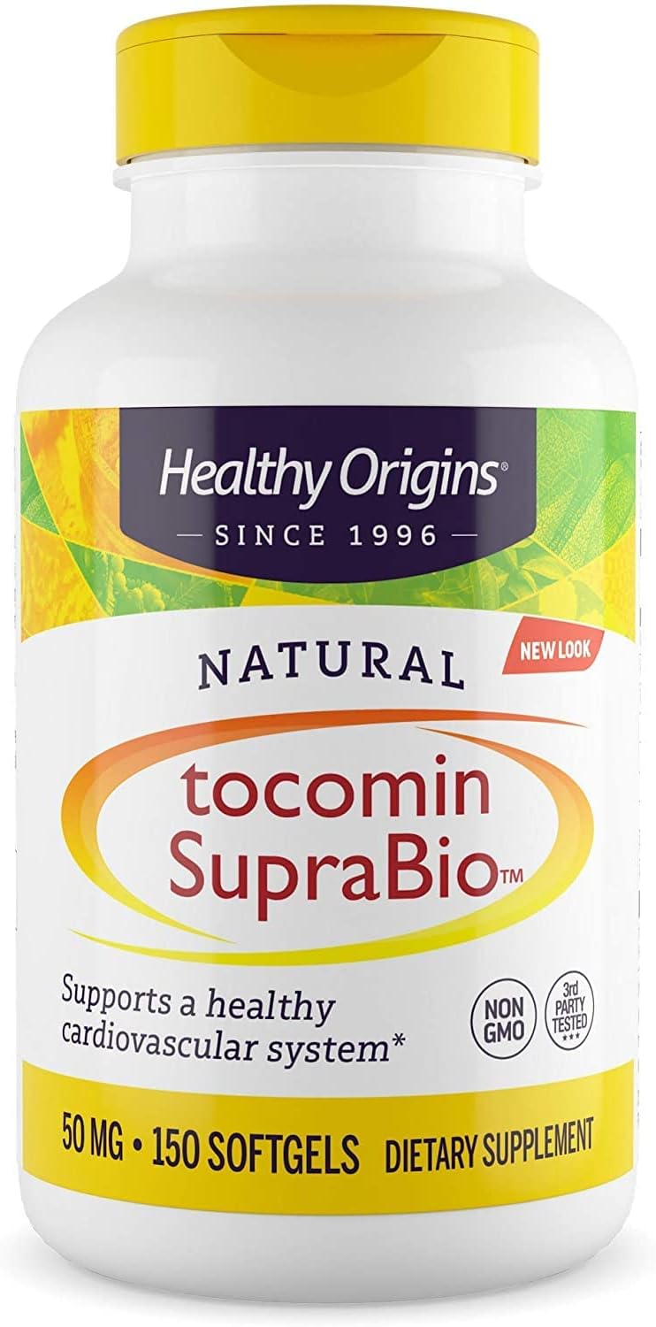 Tocomin SupraBio Tocotrienols 50mg Softgels - Heart & Cardiovascular Health Support - Vitamin E Supplement - Gluten-Free Skin Care - 150ct
