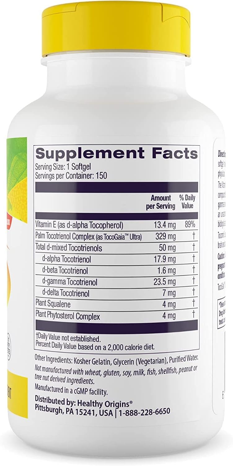 Tocomin SupraBio Tocotrienols 50mg Softgels - Heart & Cardiovascular Health Support - Vitamin E Supplement - Gluten-Free Skin Care - 150ct