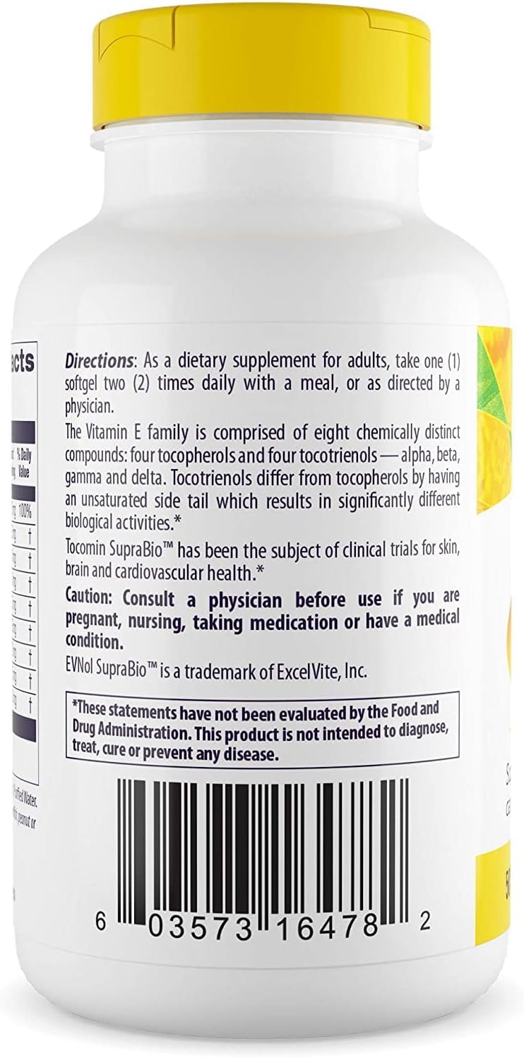 Tocomin SupraBio Tocotrienols 50mg Softgels - Heart & Cardiovascular Health Support - Vitamin E Supplement - Gluten-Free Skin Care - 150ct