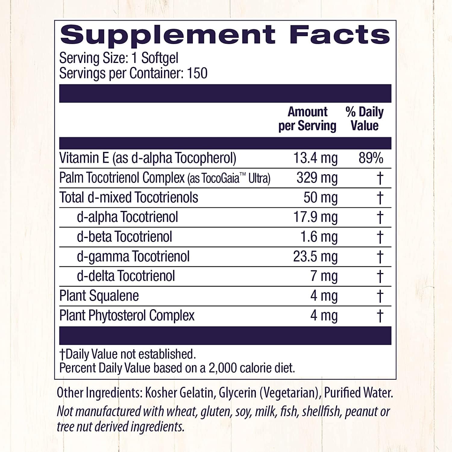 Tocomin SupraBio Tocotrienols 50mg Softgels - Heart & Cardiovascular Health Support - Vitamin E Supplement - Gluten-Free Skin Care - 150ct