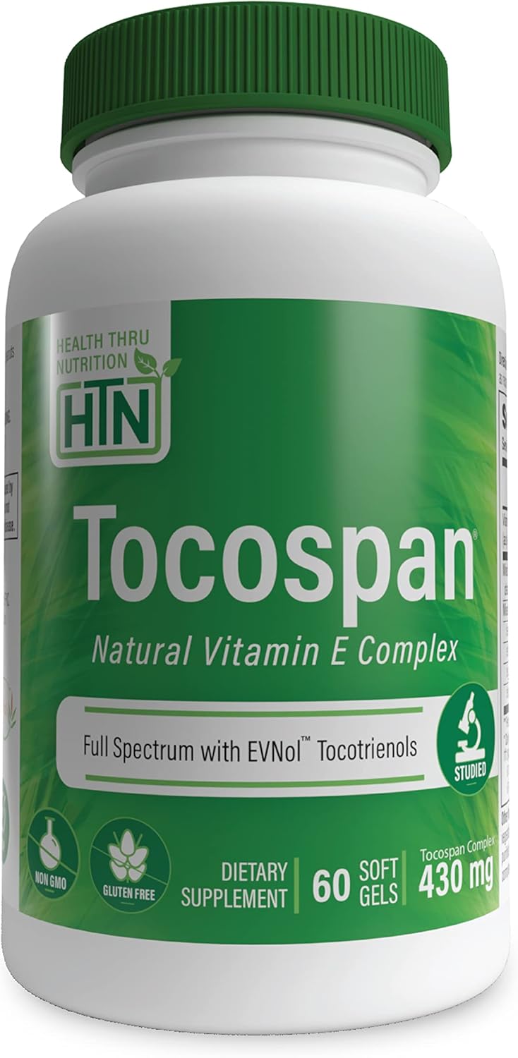Tocospan Full Spectrum Vitamin E 430mg with EVNol Tocotrienols - Pack of 60 - Cardiovascular & Antioxidant Support - All 8 Natural Vitamin E Sources - Clinically Studied