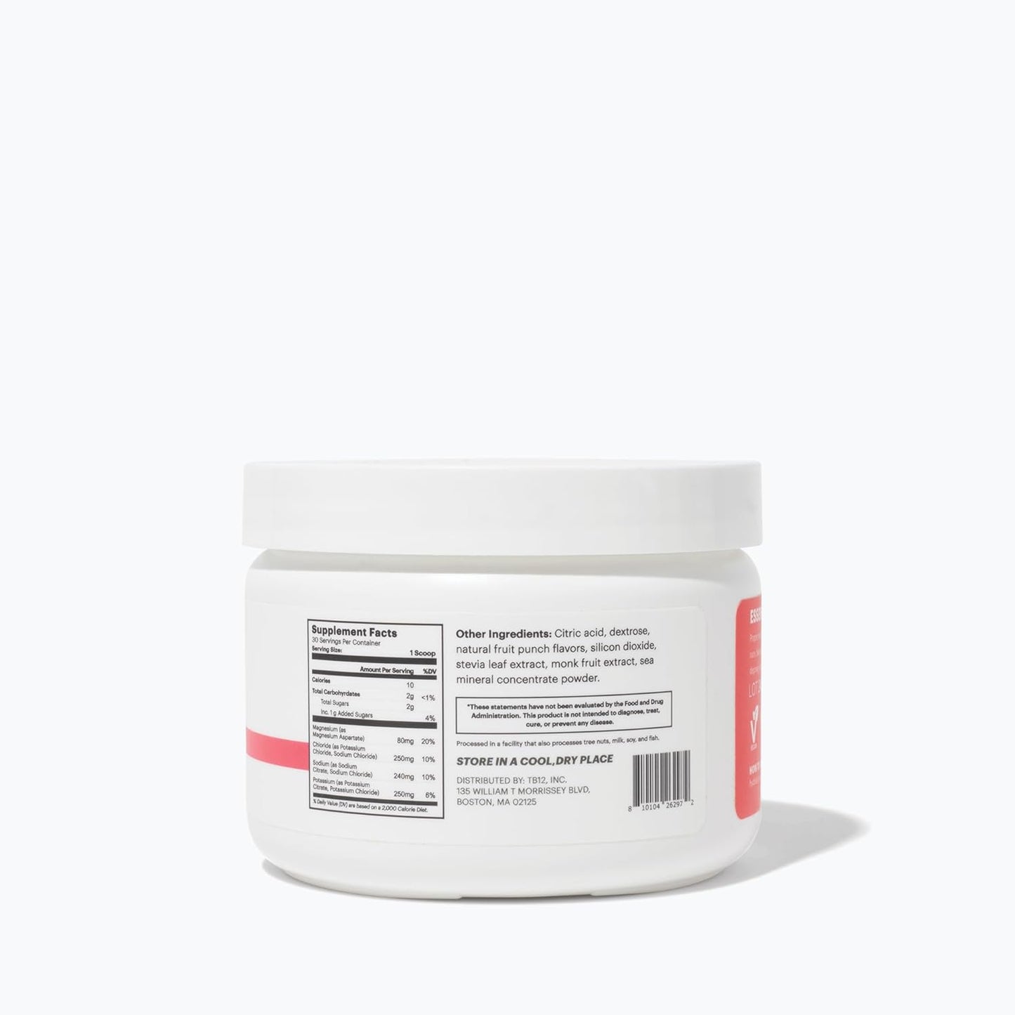 Tom Brady TB12 Fruit Punch Electrolyte Powder Supplement - 30 Servings, Fast Hydration, Low Sugar, Vegan, Non-GMO, Dairy/Gluten/Soy-Free