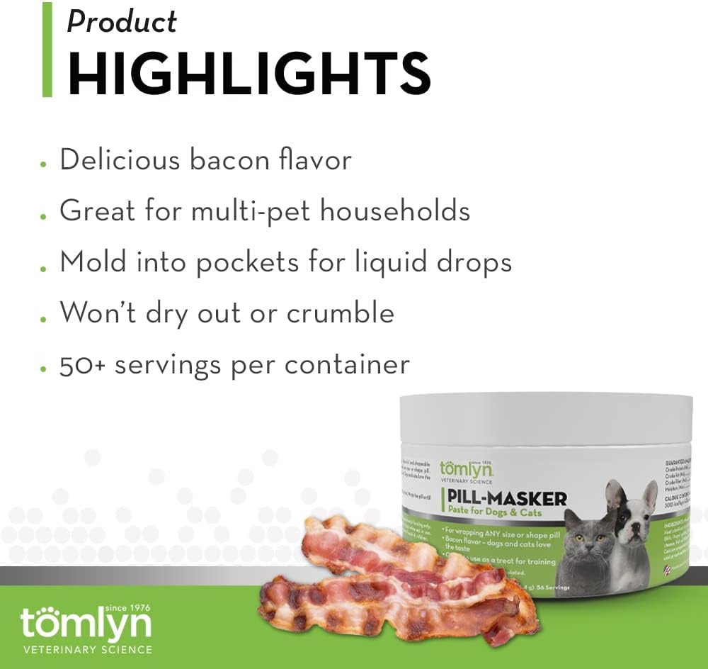TOMLYN Pill-Masker Bacon-Flavored Paste for Dogs & Cats, 4oz, 2-Pack