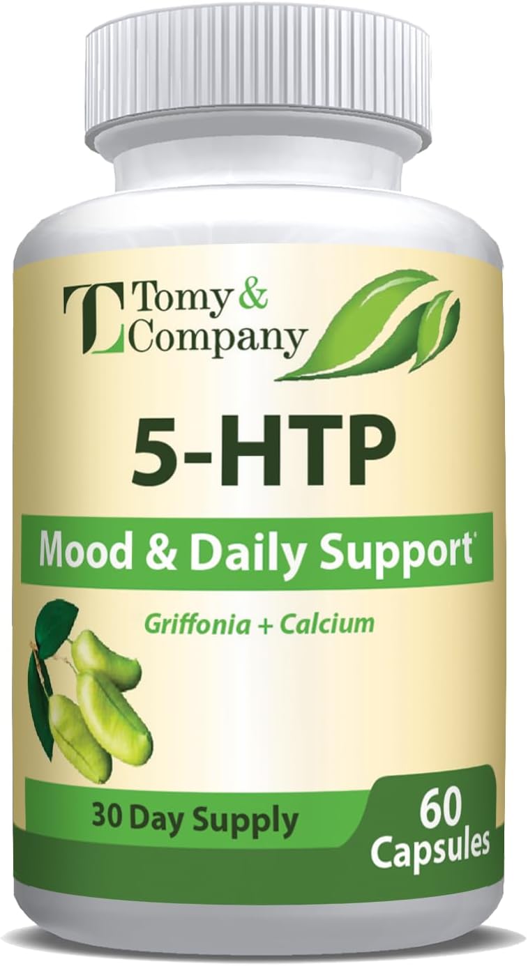 Tomy&Company 5-HTP 200 mg Capsules with Calcium for Mood and Sleep - Non-GMO and Gluten-Free - 60 Count