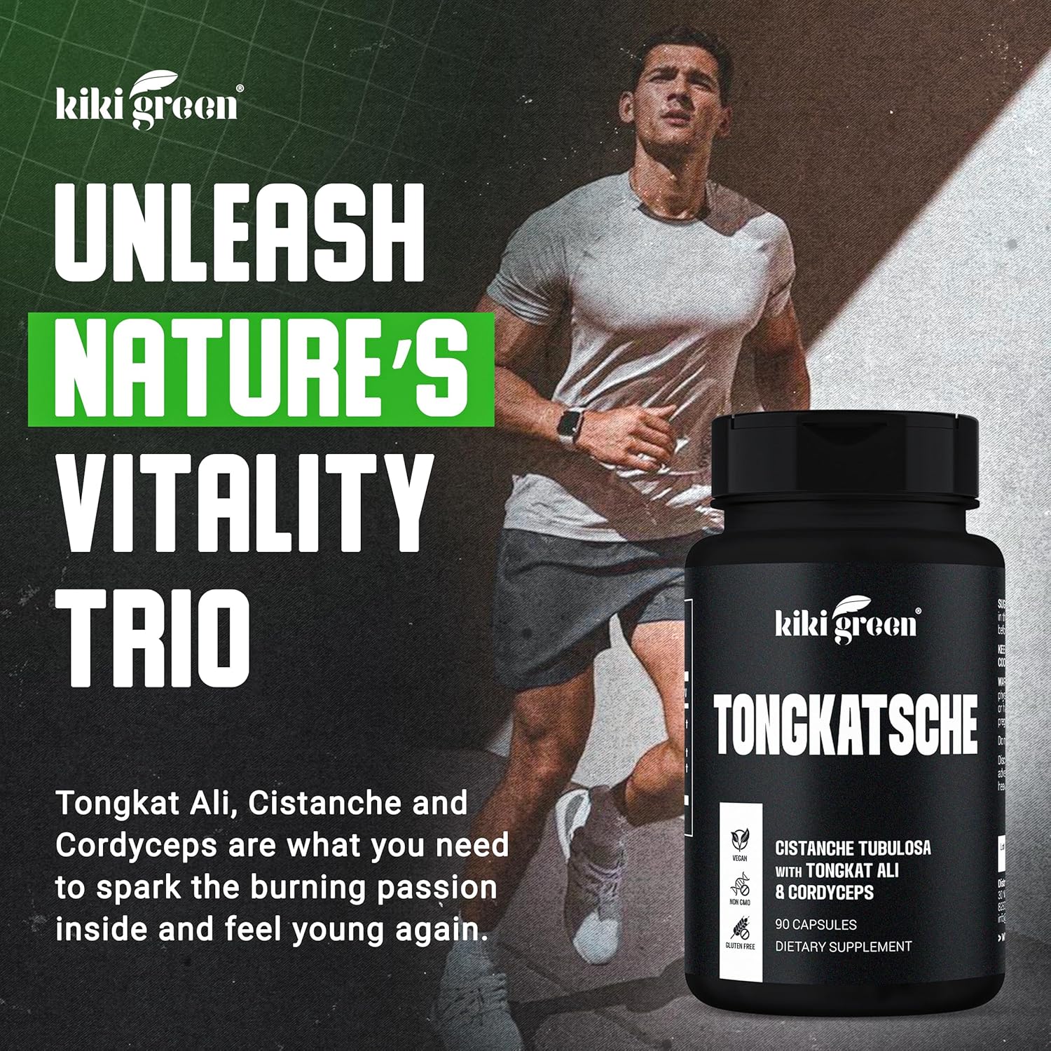 Tongkat Ali Supplement for Men with Cistanche Tubulosa & Cordyceps - Energy & Recovery Support - 90 Vegan Capsules