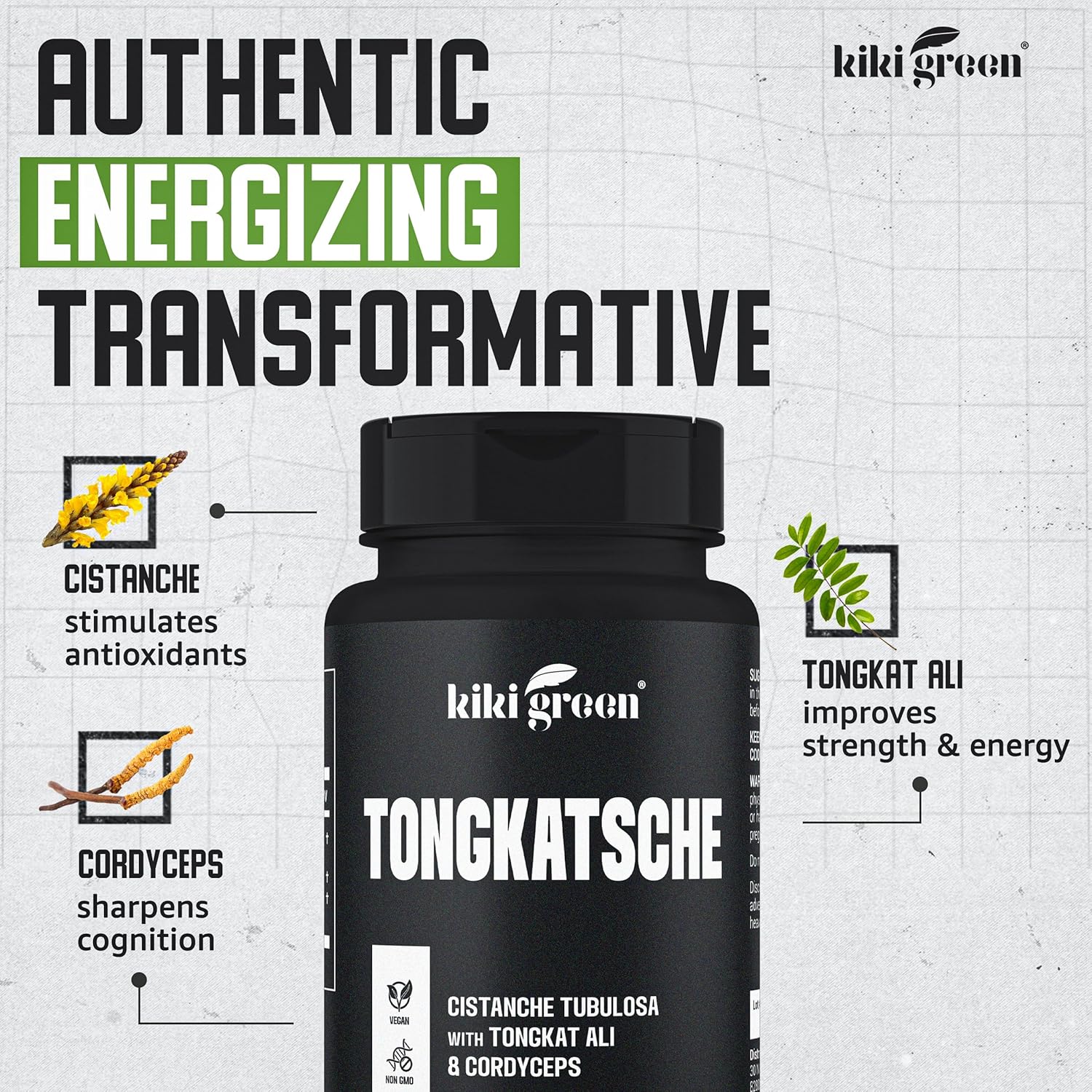 Tongkat Ali Supplement for Men with Cistanche Tubulosa & Cordyceps - Energy & Recovery Support - 90 Vegan Capsules