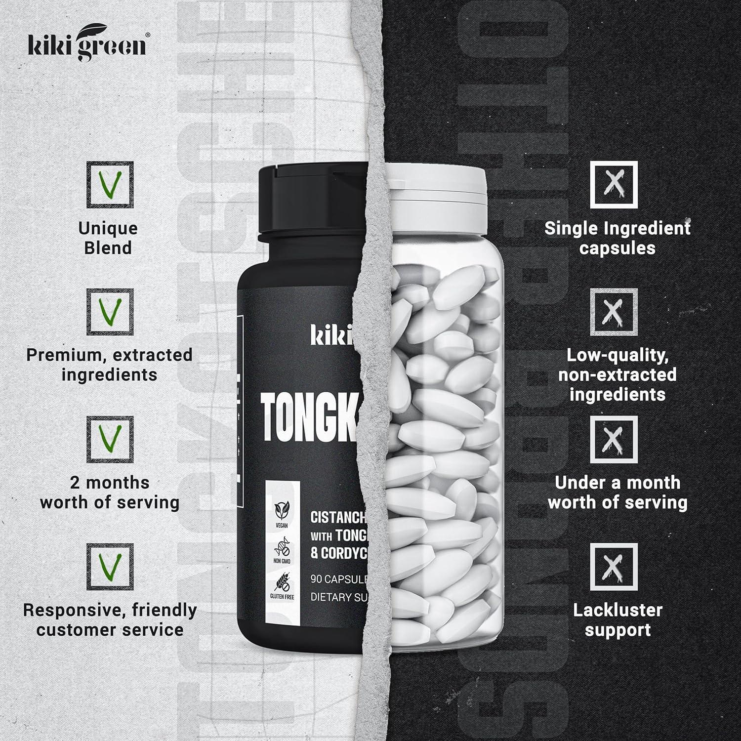 Tongkat Ali Supplement for Men with Cistanche Tubulosa & Cordyceps - Energy & Recovery Support - 90 Vegan Capsules