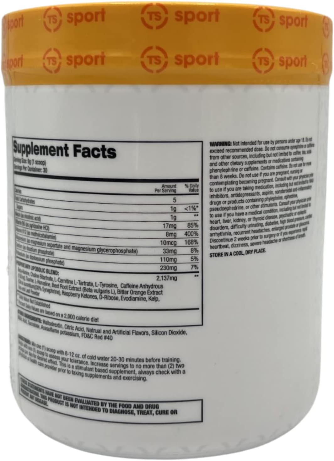 Top Secret Nutrition Cardio Igniter Pre-Workout Supplement 6.35 oz Fruit Punch - Beta-Alanine, L-Carnitine, Red Beet Extract