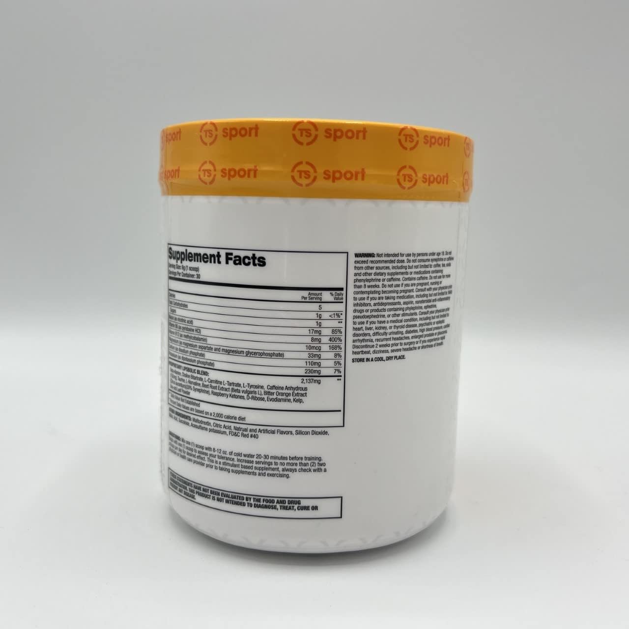 Top Secret Nutrition Cardio Igniter Pre-Workout Supplement 6.35 oz Fruit Punch - Beta-Alanine, L-Carnitine, Red Beet Extract