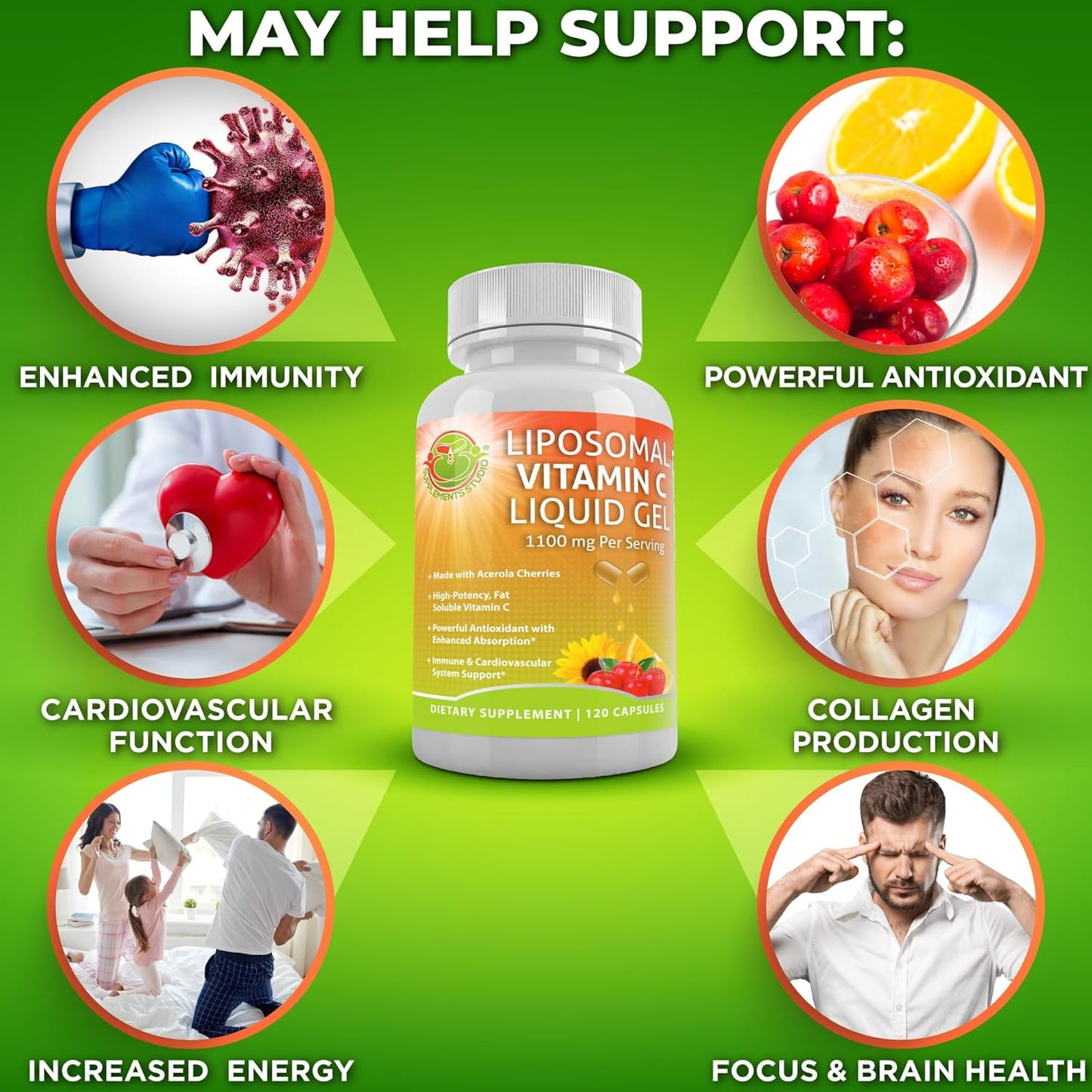 Total Immune Support Bundle: Liposomal Glutathione, Vitamin C, Quercetin with Bromelain, Zinc - Antioxidant Supplements