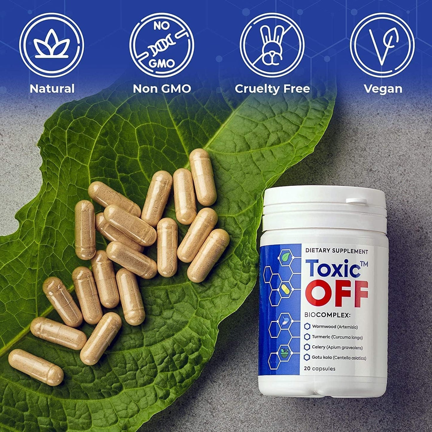 TOXIC OFF Daily Easy Swallow Capsules - 20 Servings Pack - 1 Count