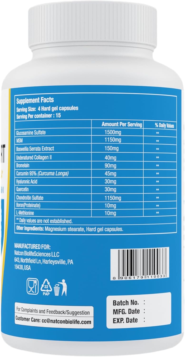 TPS PERFORMANCE Joint Support Capsules with Glucosamine, Chondroitin, and MSM for Joint Health - 60 Count