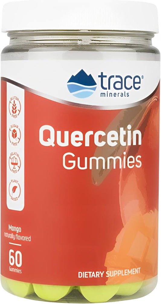Trace Minerals Quercetin Gummies - Antioxidant & Essential Nutrient Supplement for Immune & Cardiovascular Health - Mango Flavor - 60 Count