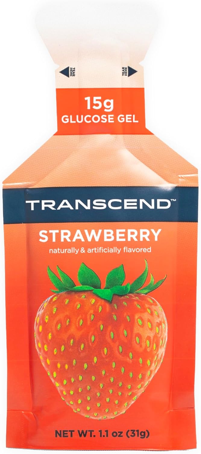 Transcend Foods Strawberry Gels - 1.1 oz, Pack of 100 - Fast-Acting Carb Gel, Gluten Free Strawberry Flavor - BoostGo Australia