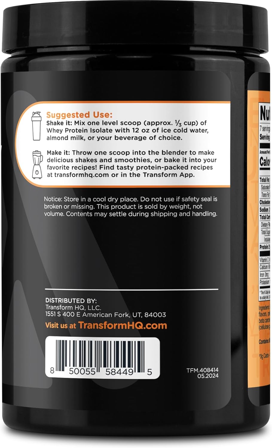 TransformHQ Orange Whip Whey Protein Isolate (WPI) Powder - 7 Servings
