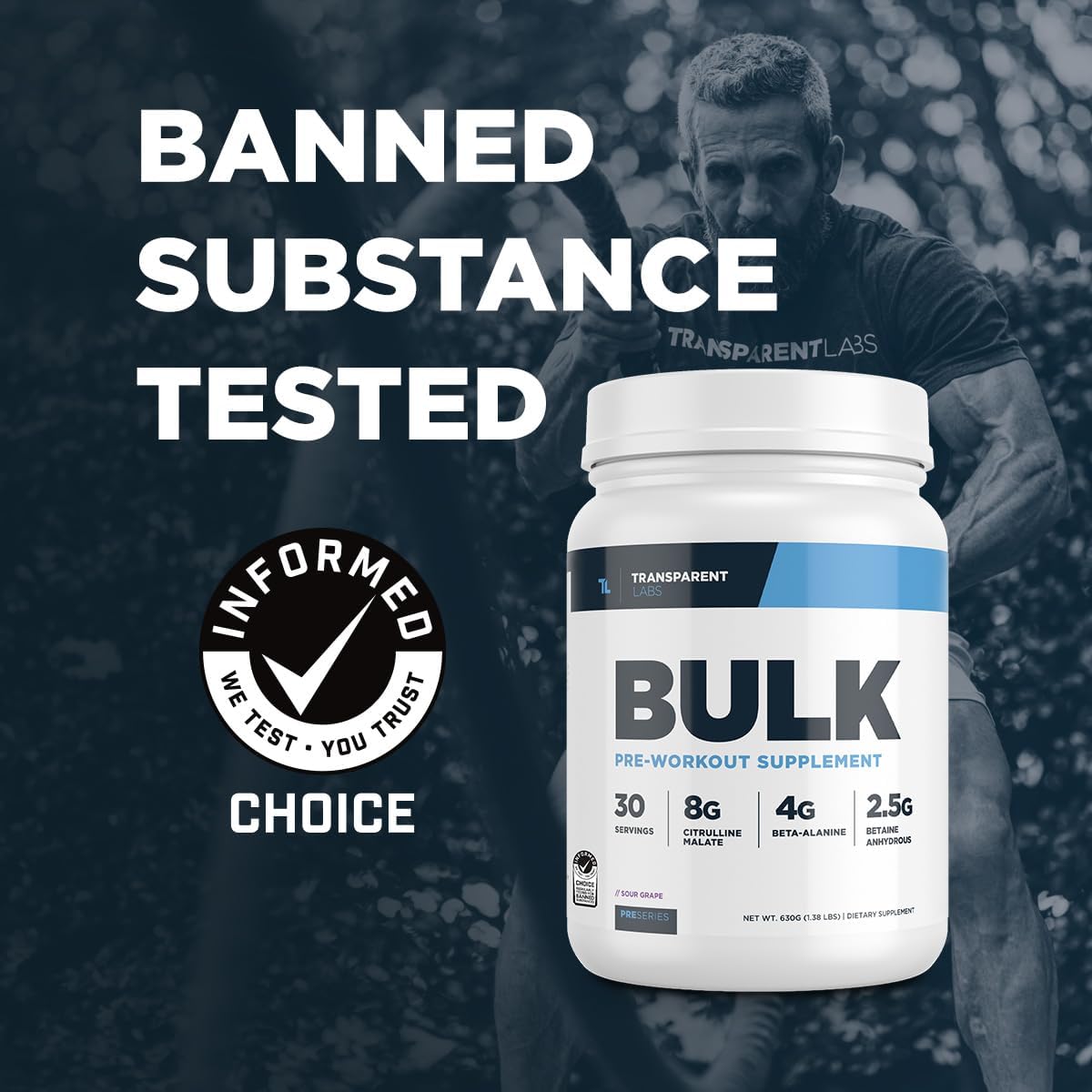 Transparent Labs Bulk Pre Workout Powder - Peach Mango Flavor - 30 Servings - Advanced Muscle Building Formula