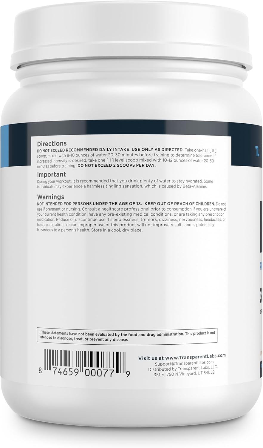 Transparent Labs Bulk Pre Workout Powder - Peach Mango Flavor - 30 Servings - Advanced Muscle Building Formula