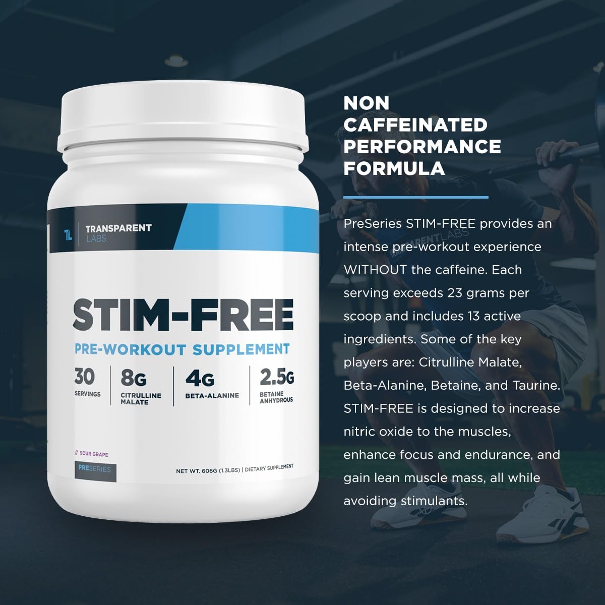 Transparent Labs Caffeine-Free Pre-Workout Powder for Men and Women - Beta Alanine, Citrulline Malate, elevATP - 30 Servings, Blue Raspberry Flavor