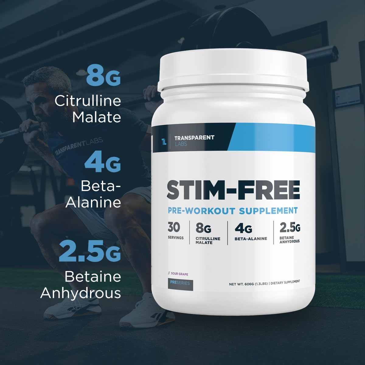 Transparent Labs Caffeine-Free Pre-Workout Powder for Men and Women - Beta Alanine, Citrulline Malate, elevATP - 30 Servings, Blue Raspberry Flavor