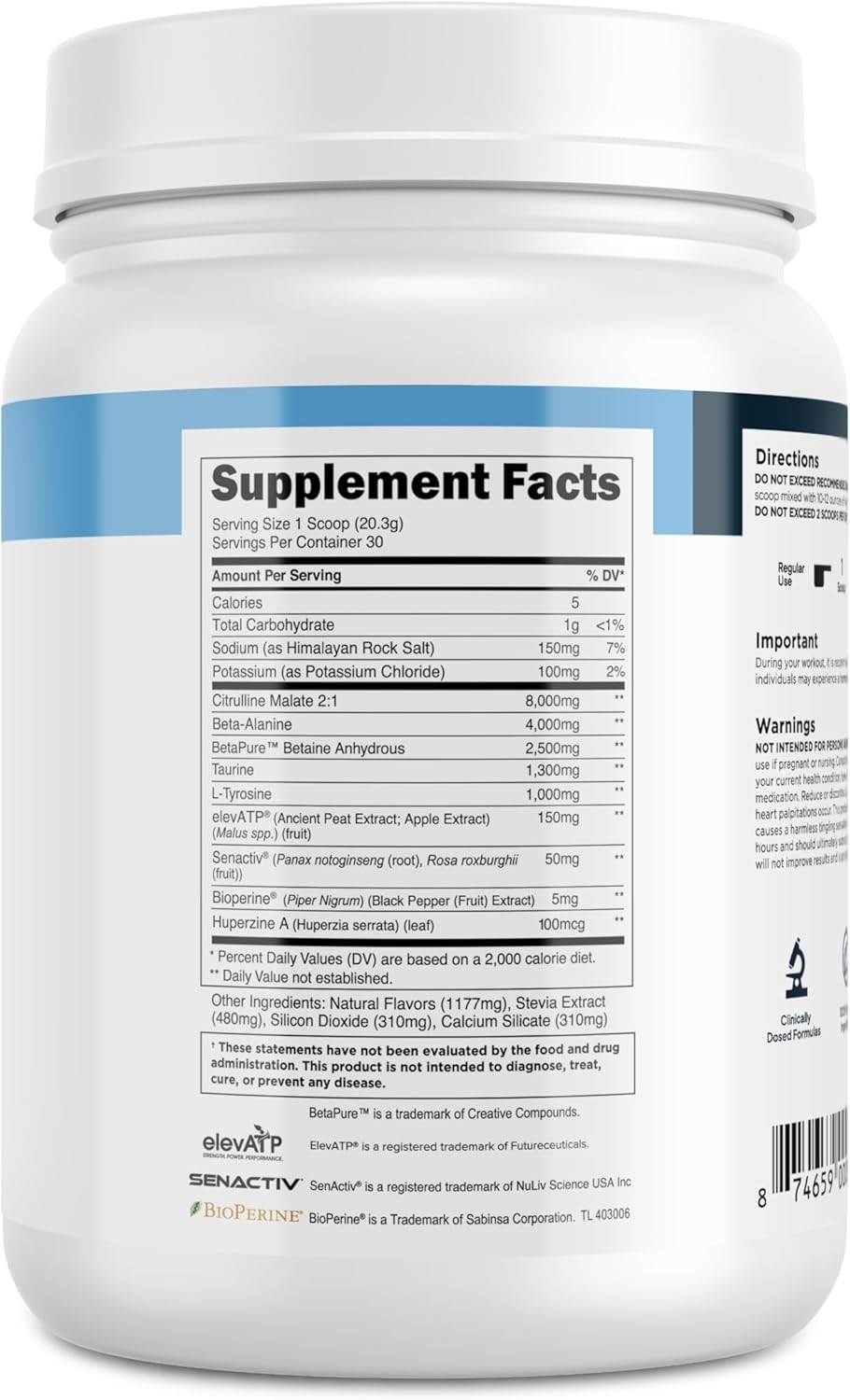 Transparent Labs Caffeine-Free Pre-Workout Powder for Men and Women - Beta Alanine, Citrulline Malate, elevATP - 30 Servings, Blue Raspberry Flavor