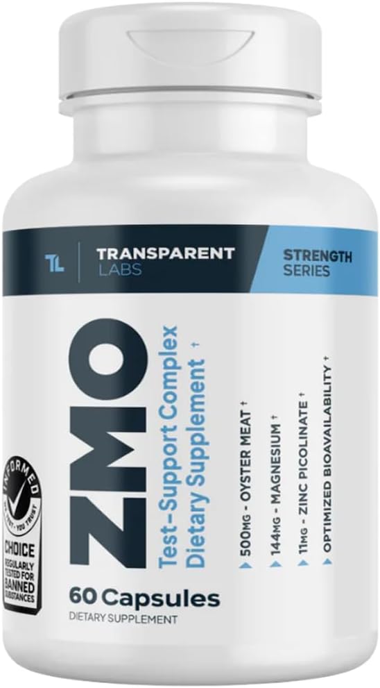 Transparent Labs ZMO - Zinc, Magnesium, Oyster Powder Muscle Builder - 60 Capsules for Recovery & Performance - Men and Women