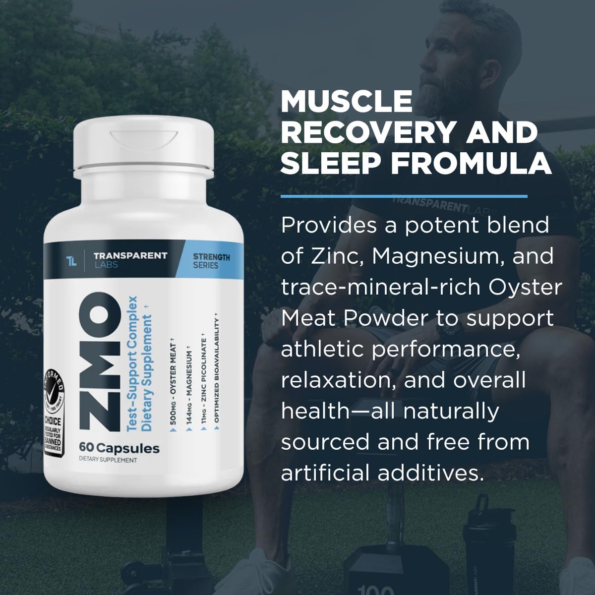 Transparent Labs ZMO - Zinc, Magnesium, Oyster Powder Muscle Builder - 60 Capsules for Recovery & Performance - Men and Women
