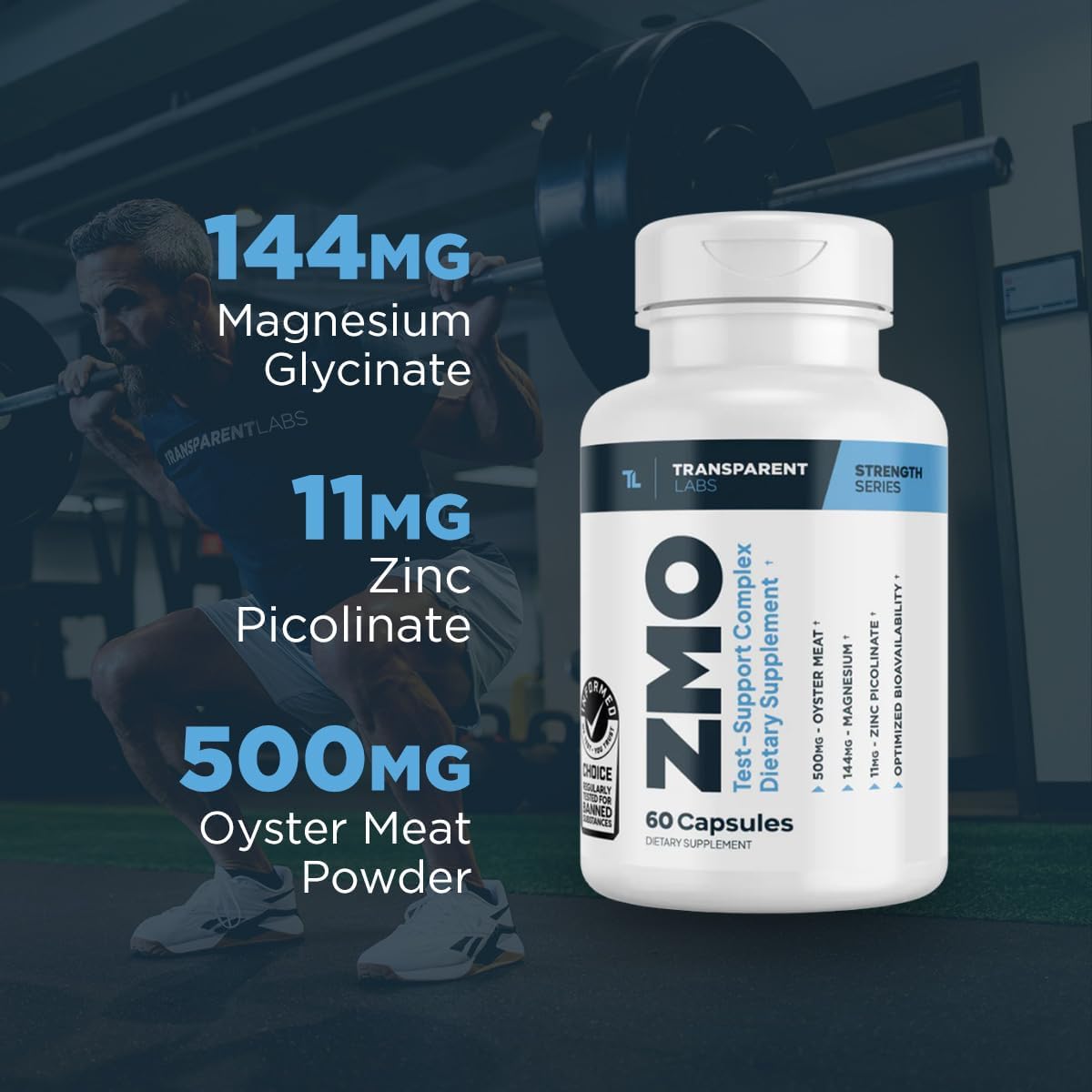 Transparent Labs ZMO - Zinc, Magnesium, Oyster Powder Muscle Builder - 60 Capsules for Recovery & Performance - Men and Women
