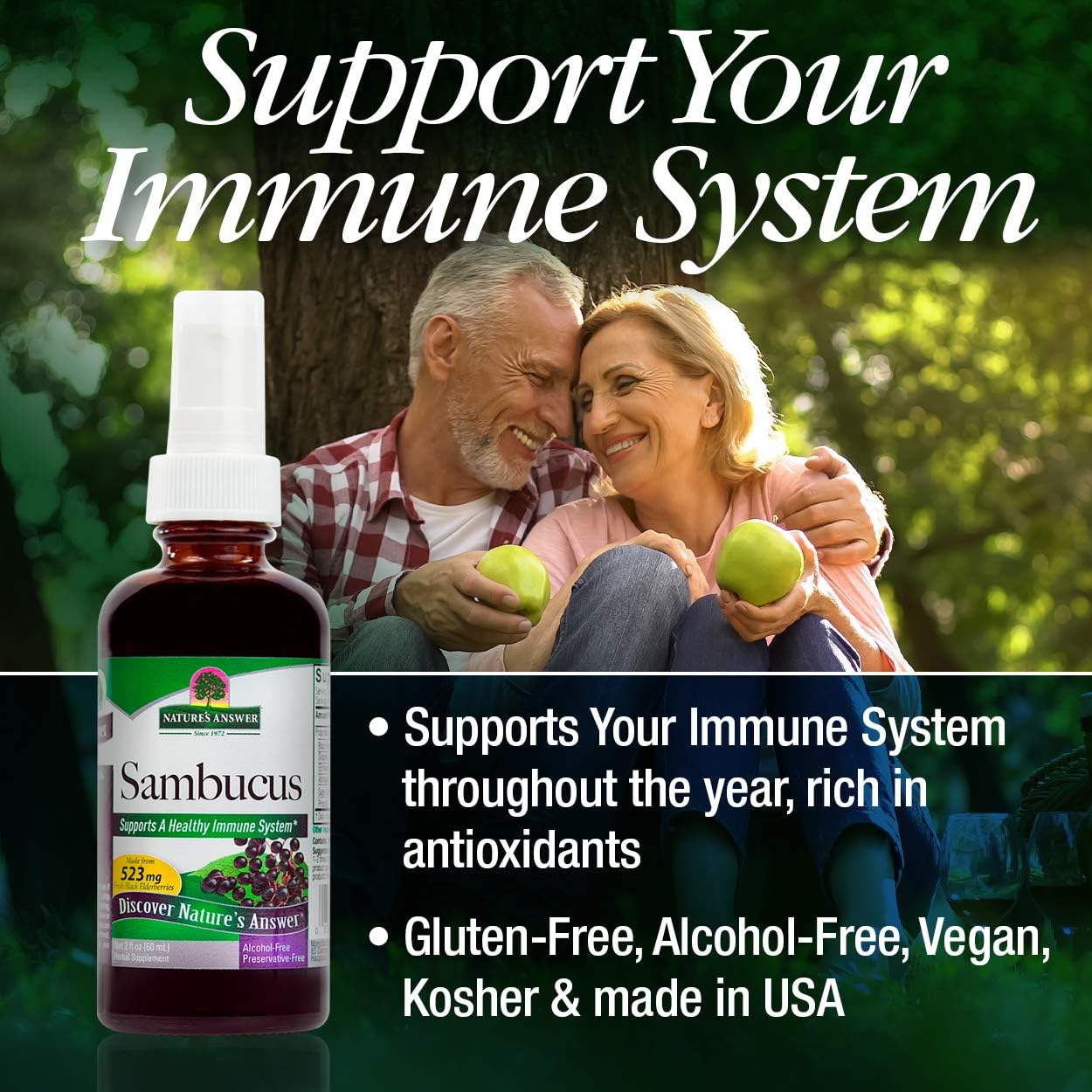 Travel-Friendly Nature's Answer Sambucus Syrup Extract Spray | 2 oz Immune Booster | Antioxidant-Rich | Natural Immune Support