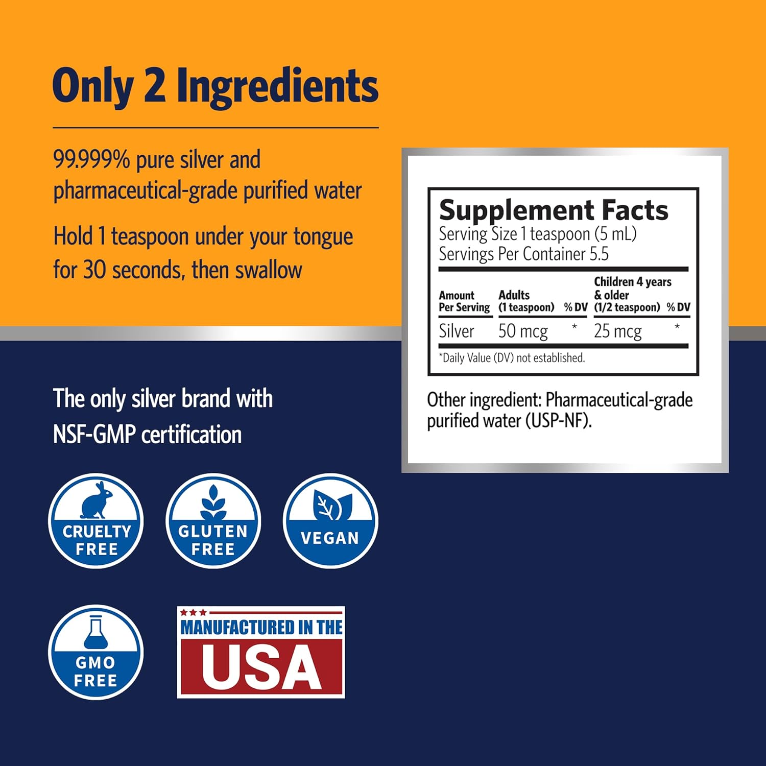 Travel Size Sovereign Silver Bio-Active Silver Hydrosol Liquid 10 ppm for Immune Support - 1oz