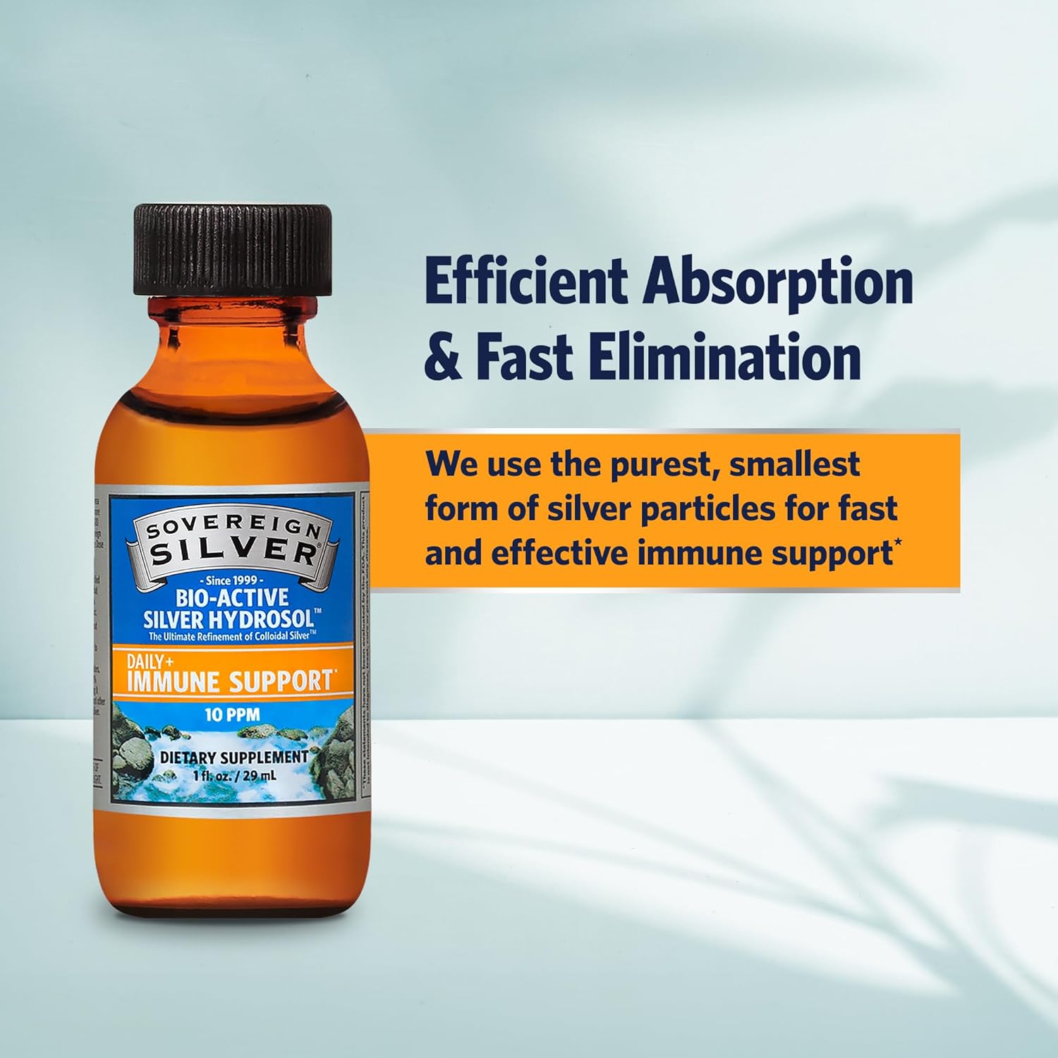 Travel Size Sovereign Silver Bio-Active Silver Hydrosol Liquid 10 ppm for Immune Support - 1oz